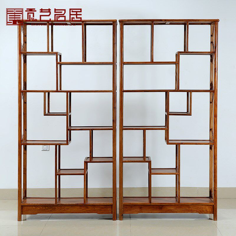 红木家具 花梨木简单多宝阁/博古架 古典中式实木展示架博物架子