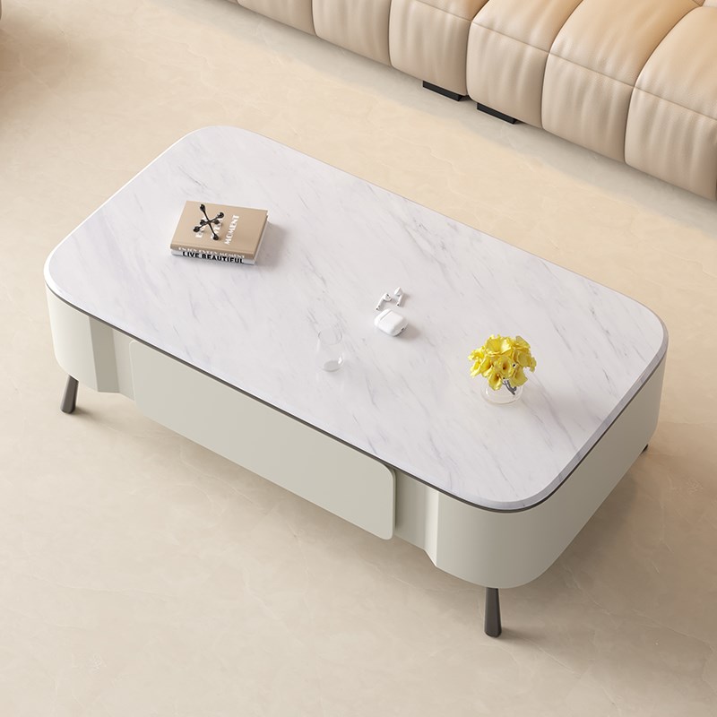 202新款奶油风茶几电视柜现代简约客厅家用茶几桌微晶石桌面