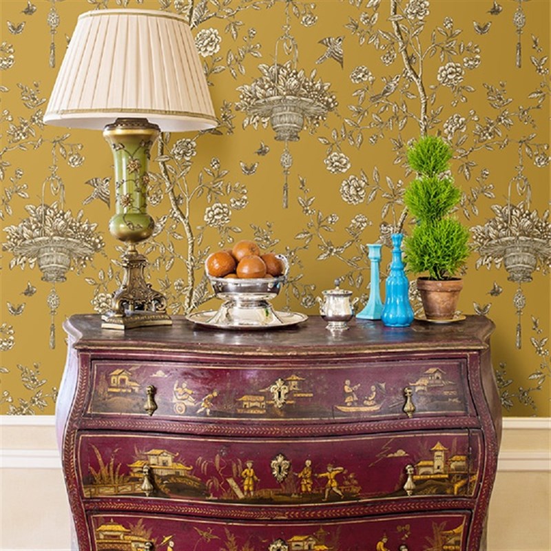 风尚法式花鸟多色电视沙发玄关背景墙卧室满铺环保纯纸壁纸