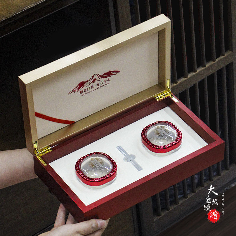 新款红色高档藏红花礼品盒双瓶5克装四罐礼袋金边花蕊包装盒花蕊