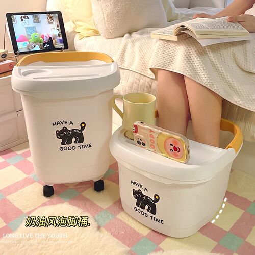泡脚桶家用过小腿学生宿舍冬天养生按摩加高过膝足浴盆保温洗脚盆