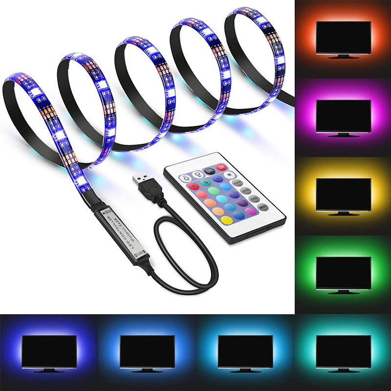 桌面电脑led灯带装饰5V超亮氛围电视智能USB变色遥控机箱自粘防水