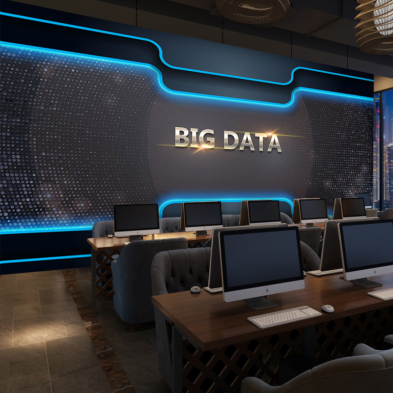 科技感墙纸前台科幻酒吧3d立体壁纸ktv背景墙布电竞网吧网咖装饰