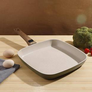 新款铝制2牛排煎锅形不粘锅西餐8牛扒锅加厚条纹方铝锅c麦饭石汤m