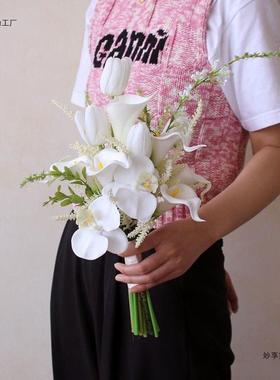 手捧花证新娘高感花假拍花白色婚礼拍级照韩式摄道6398kjgs具领花