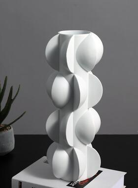 现代北件欧B-DS19BJ黑白旋几何居螺花瓶花器摆家样板间酒店会所售