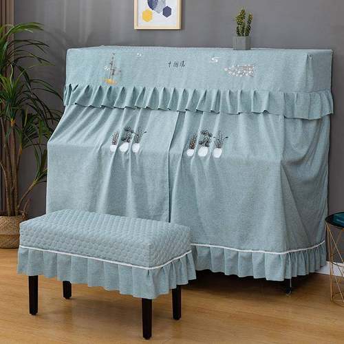 厂家琴罩不盖巾布艺尘北欧钢琴套防罩取MBD全钢罩半开款凳套