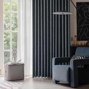 黑丝绒厚布列向云端窗精密系新款轻奢卧室客厅加全遮光窗36帘帘