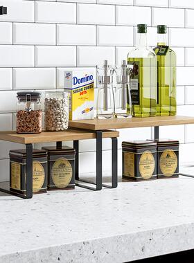 物可伸缩厨房置架橱柜PVU内锅分层架柜子隔板柜多层架调料碗碟收