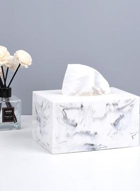 北欧创意巾盒理石纹酒店抽纸盒厅树脂客样板纸大房抽纸盒家JWD-08