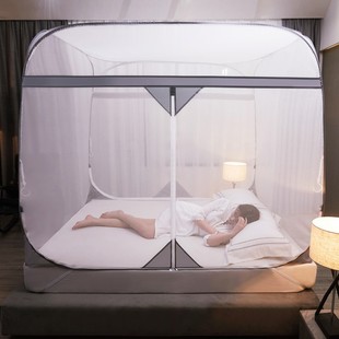 1.8m床折叠2米床全封闭拉链式 1.5 蒙古包蚊帐家用免安装 2020新款