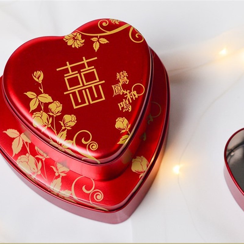 新款心形马口铁喜糖盒子创意礼品糖果盒个性喜糖包装婚庆中号礼盒