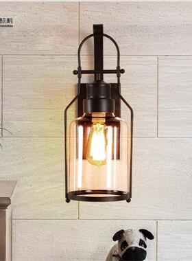 oft美式村创意个厅DK-1088B性复古工业风玻璃壁灯过道咖乡啡酒吧