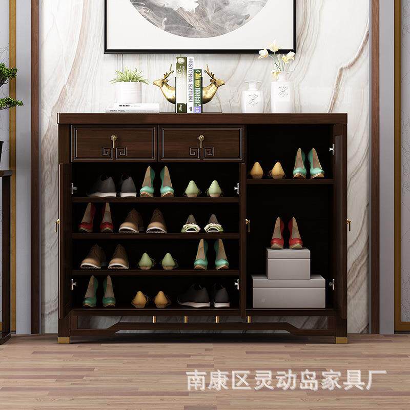特价新中式实现木鞋大容量208鞋柜家用多功能双开格门玄柜关柜代
