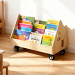 实木多层绘本架儿童书架自由组合 带轮子收纳展示置物柜 家用神器