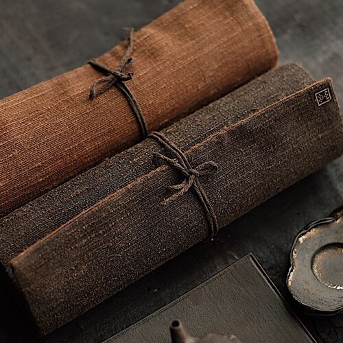 几席之上 双宫柞蚕丝老料香云纱茶席桌旗主人席双面双色可养