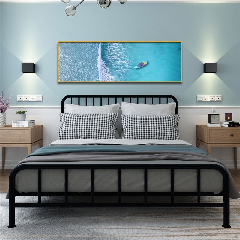 现代简约卧室装饰画主卧温馨床头挂画大气海景横幅壁画抽象客厅画