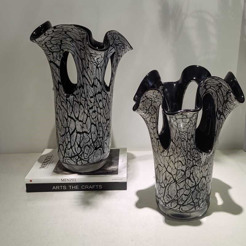 中古风玻璃花器样板间售楼处客厅餐桌家居软装饰品摆件花瓶工艺品