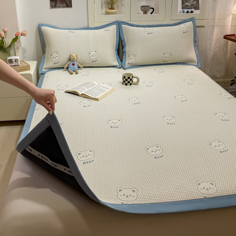 夏季冰丝凉席三件可机洗裸睡凉感豆豆席子202新款家纺床上用品