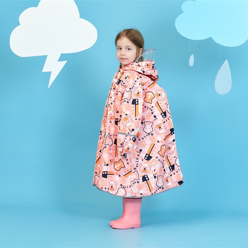 高品质202新卡通儿童雨衣全身速干透气防水幼儿园男女雨披书包位