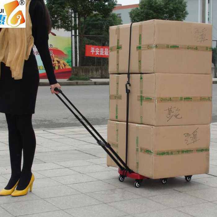 多功能折叠搬运拉货车六轮平板行李车便携手推拉杆拖车购物行李车