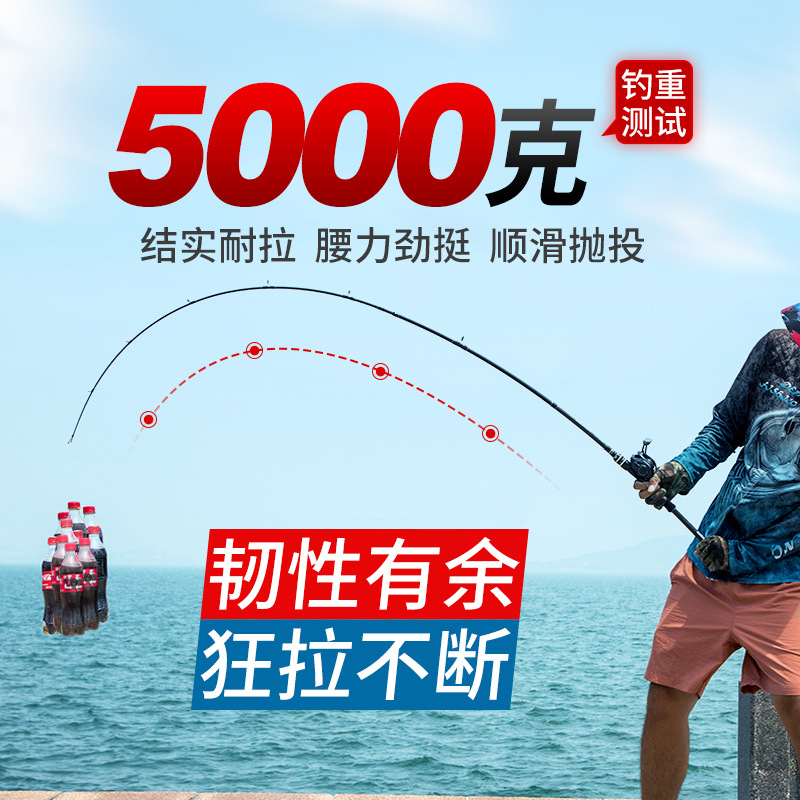 雷强竿单竿打黑鱼轻雷竿远投超硬H调抛杆海杆路亚竿装全