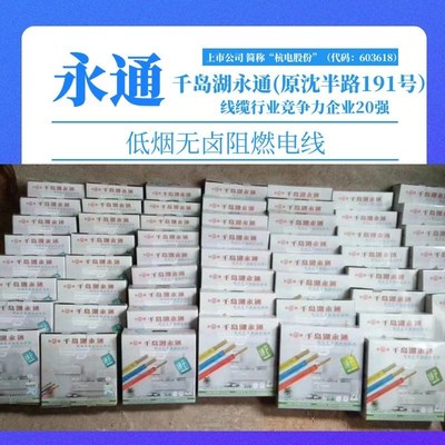 千岛湖永通低烟无卤阻燃电线WDZ-BYJR2.5平方1.5461016多股铜芯软