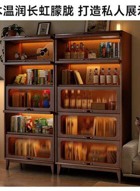 实床头书柜储物柜一体靠墙柜卧室小房间简木易防尘窄CAZ柜矮带柜