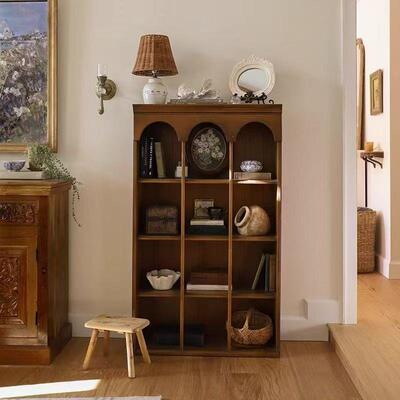 法式复古实柜客厅靠墙置物柜卧柜室收纳多功能木IPW中古风展书示