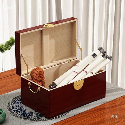 11.7-1复古香樟木子嫁箱实木结婚收箱柜妆婚纳嫁箱子衣箱陪嫁字画