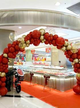 开店庆商场动业饰气球拱活门汽球链红色金色喜庆ASK气氛装布置