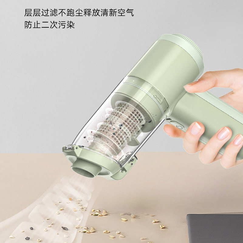 新款小型无线手持车用吸尘器 家用猫毛清理除尘四合一吸尘器