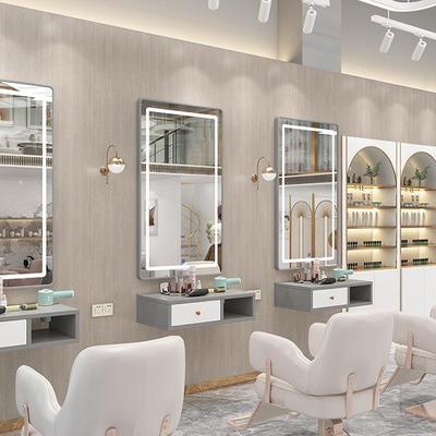 网墙红新款美发店镜子TPT发店专用柜子用一体发廊专挂烫理染镜台