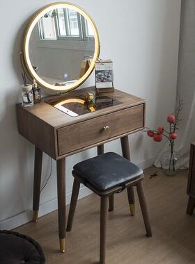 明LYO创意简易合卧室梳妆台适带照镜子和抽储屉方便物现代收纳柜