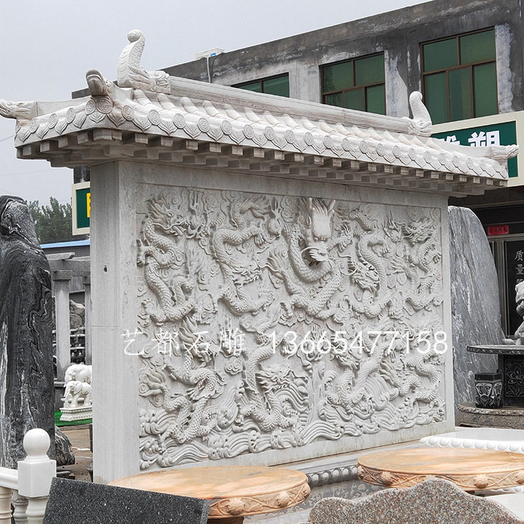 石雕浮雕壁画花岗岩九龙壁浮雕墙石雕佛台城市壁画主题文化墙