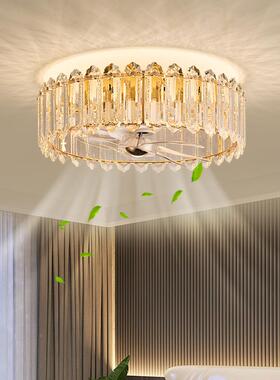 水晶扇灯2025年新扇款轻奢客厅餐厅家隐形JBH吊灯风用卧室电扇一