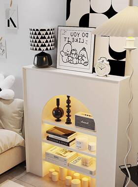 法式带灯白色RIN假艺壁炉装饰架边柜客厅入户靠墙玄关置物术示展