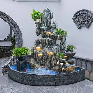 户外花园鱼池假山流水喷泉造景客厅阳台景观庭院循环流水落地摆件