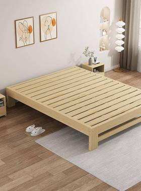 实木床榻榻租米1.5米无床头松木床ql-08.8m简易经济出型房1.2单人