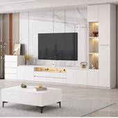 岩板落地电视柜茶几组合储物柜一体斗柜边柜小户型家用背景强柜