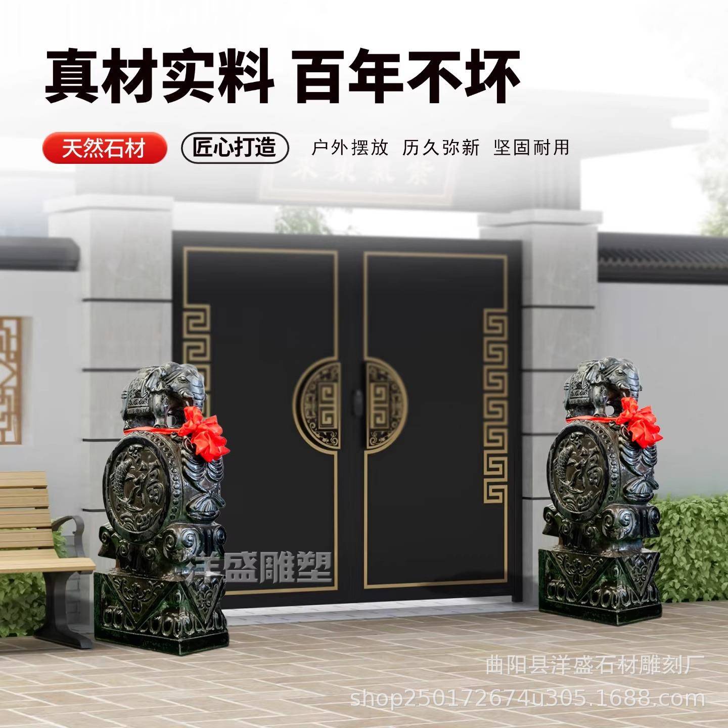 门墩墩抱鼓石门当石鼓石墩庭院ERO门青一石抱鼓石貔貅门鼓镇摆石