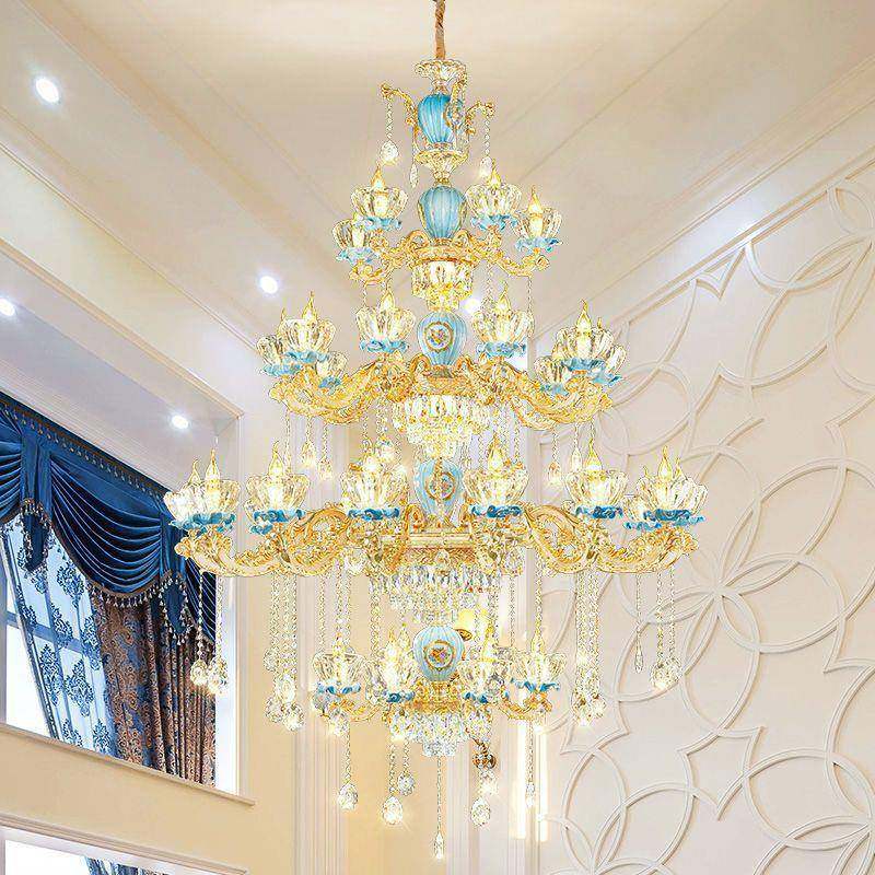 式大吊灯楼欧式晶吊265灯客厅灯具新款陶复瓷客厅灯楼中楼酒水店,家装灯饰光源,智能吊灯,淘宝优惠券,粉丝福利购,淘宝优惠卷