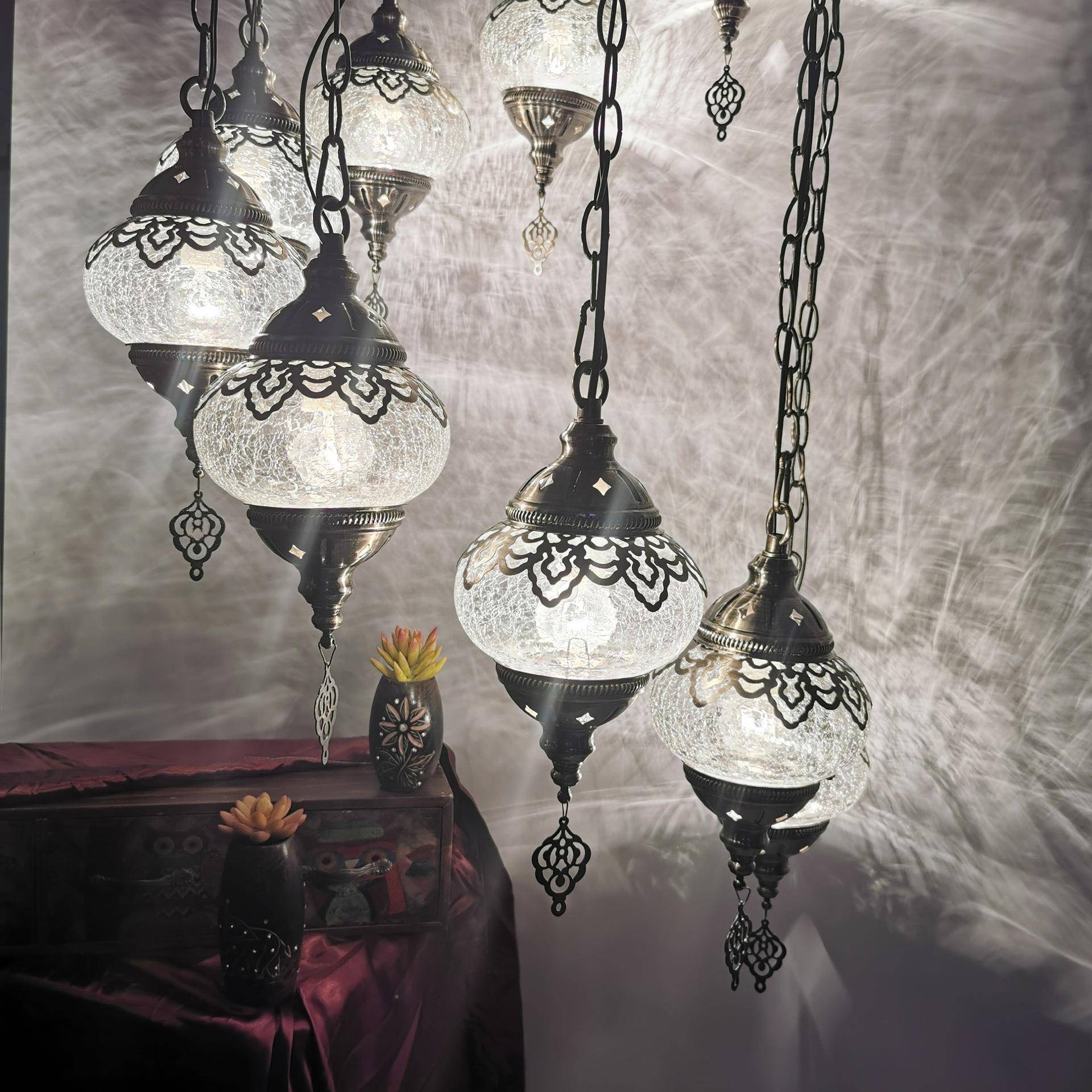 可欧式大吊灯华丽阶CC9M01L梯型餐酒店展厅吊节日装饰裂纹玻璃9头