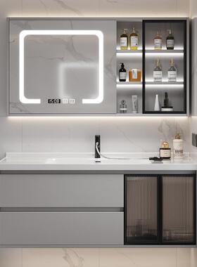 K8岩智轻奢能板117浴室柜组合洗手脸盆柜洗漱台现代简卫生间镜约