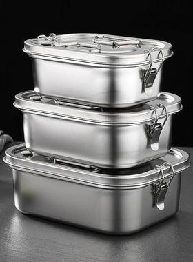 34368不厚锈钢饭盒长方带盖成人加密0封防漏带饭盒分隔层食堂餐形