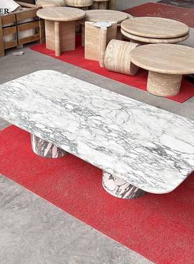 大花白理石几茶意式XWC极简大法式复古装软搭配客厅装饰卧室民宿