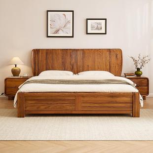 乌金木实木床18米中式 现代简约木靠TPK卧背室双人床.储实物单体木