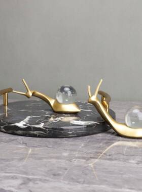 客新中式树脂蜗牛理石D1110托盘样板房视柜厅茶几家居大软装饰品