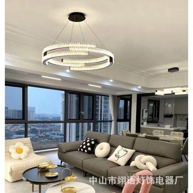 轻奢客厅吊灯现代意个简约设计师658款无性极智后能圆创环餐厅主
