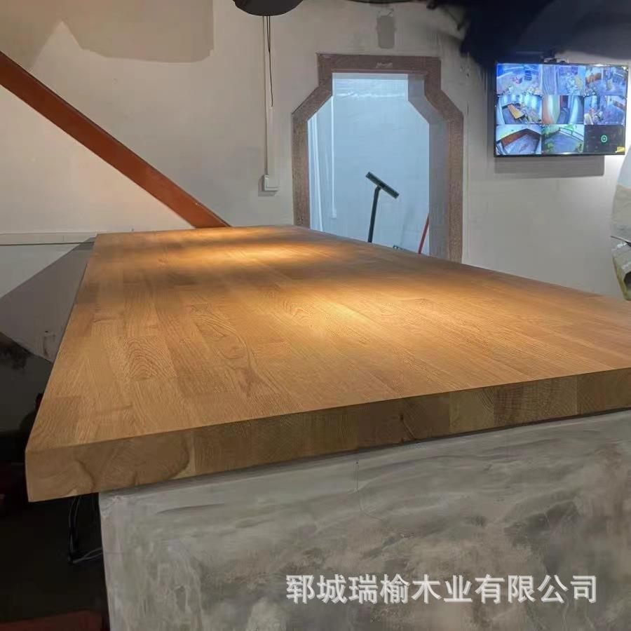 复古风桌化老榆板木吧台桌面阳飘窗板加厚办公GDJ茶桌面板原木台